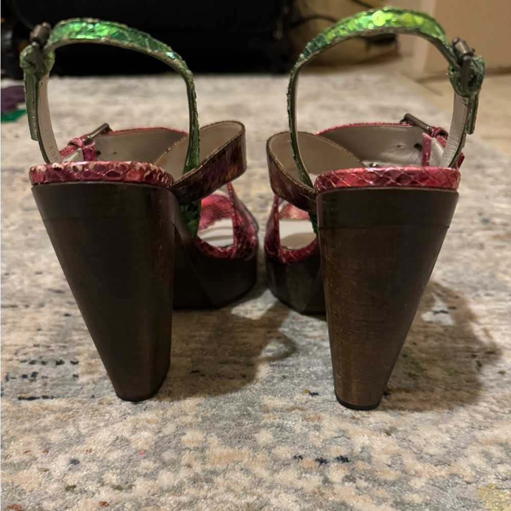 Colorful Metallic Python Sandals - image 5
